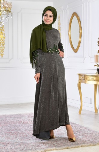 Khaki Hijab-Abendkleider 6100-01