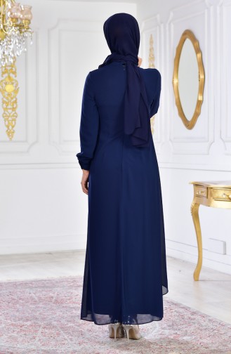 Dunkelblau Hijab-Abendkleider 8585-02