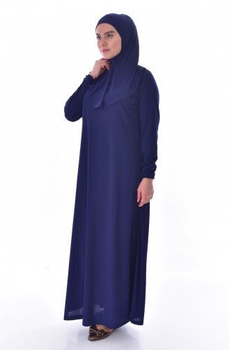 Large Size Hooded Prayer Dress 4485-04 Navy 4485-04