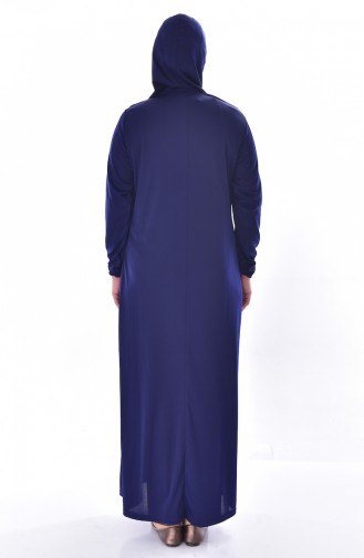 Large Size Hooded Prayer Dress 4485-04 Navy 4485-04