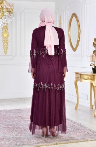 Purple Hijab Evening Dress 1054-07