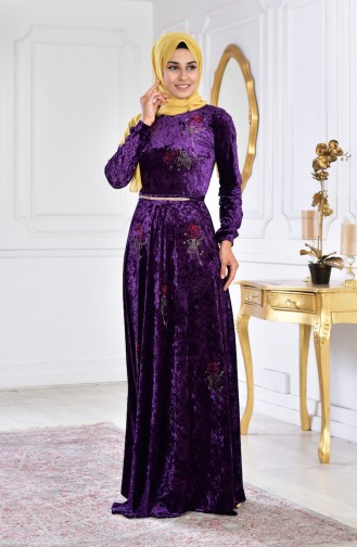 Robe Velours Imprimée de Pierre 28216-04 Pourpre 28216-04