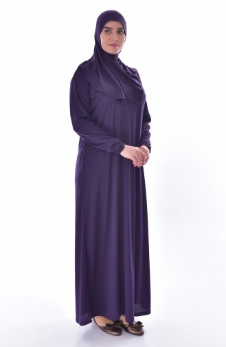 Large Size Hooded Prayer Dress 4485-05 Purple 4485-05