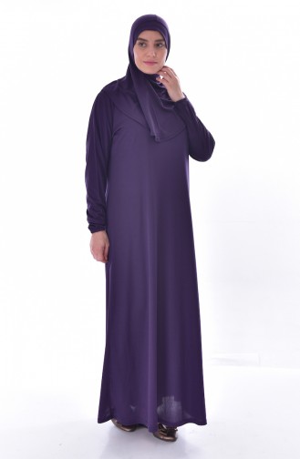 Large Size Hooded Prayer Dress 4485-05 Purple 4485-05