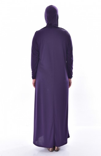 Large Size Hooded Prayer Dress 4485-05 Purple 4485-05