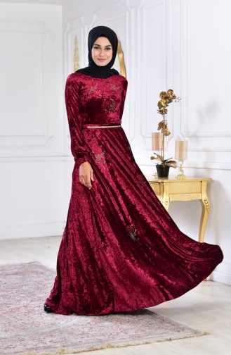 Robe Velours Imprimée de Pierre 28216-01 Plum 28216-01