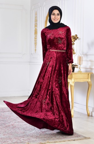 Robe Velours Imprimée de Pierre 28216-01 Plum 28216-01