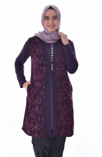 Gilet a Paillettes Grande Taille 4754-02 Plum 4754-02