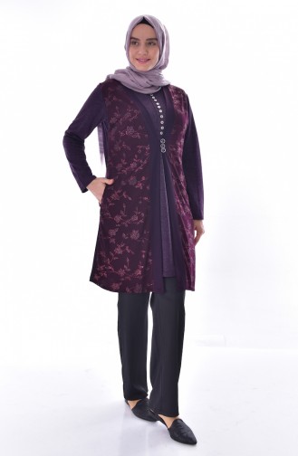 Gilet a Paillettes Grande Taille 4754-02 Plum 4754-02