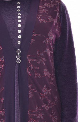 Gilet a Paillettes Grande Taille 4754-02 Plum 4754-02