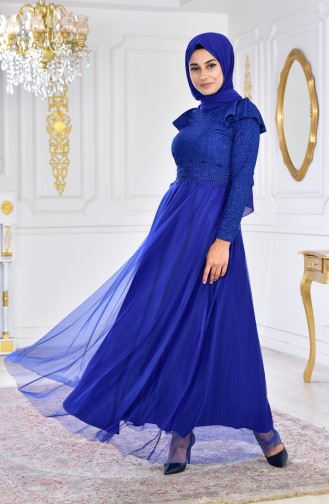 Robe de Soirée a Paillettes 2585-04 Bleu Roi 2585-04