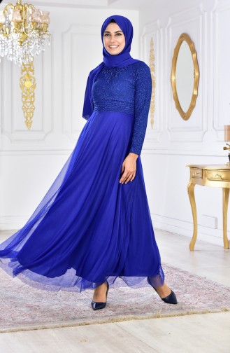 Robe de Soirée 2592-02 Bleu Roi 2592-02