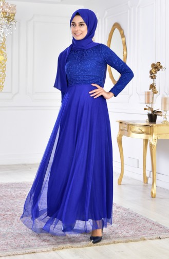 Robe de Soirée 2592-02 Bleu Roi 2592-02