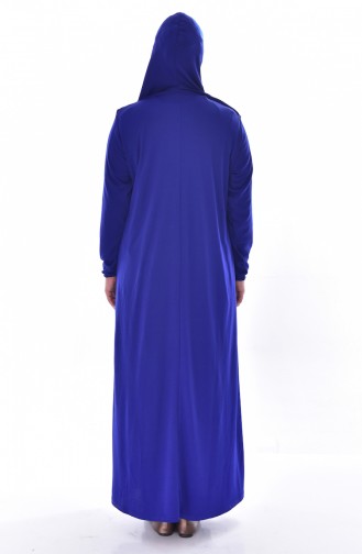 فستان للصلاة موصول بقبعة وبمقاسات كبيرة 4485-01 لون ازرق 4485-01