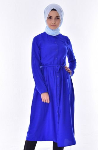 Büzgülü Kuşaklı Tunik 0092-02 Saks 0092-02