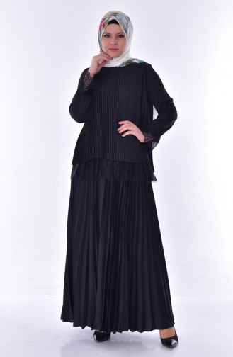 Pleat Blouse Skirt Double Suit 28354-01 Black 28354-01