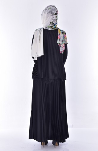 Pleat Blouse Skirt Double Suit 28354-01 Black 28354-01