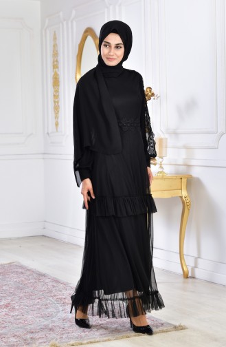 Black Hijab Dress 8135-01