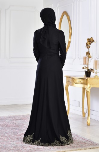 Black Hijab Evening Dress 6124-09