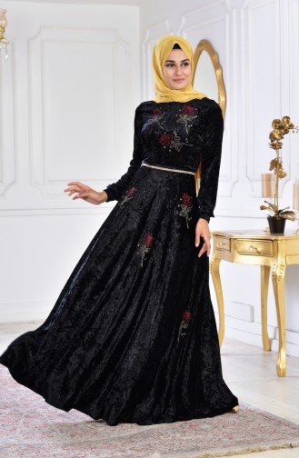 Robe Velours Imprimée de Pierre 28216-05 Noir 28216-05