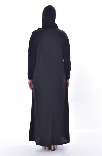 Robe de Prière a Capuche Grande Taille 4485-02 Noir 4485-02