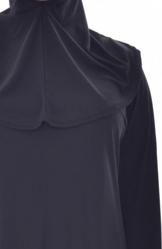 Schwarz Hijab Kleider 4485-02