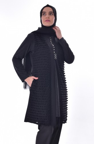 Gilet a Froufrous Grande Taille 4753-01 Noir 4753-01