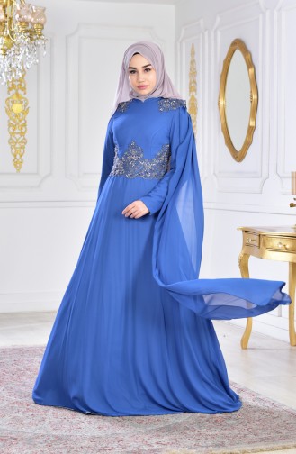 Indigo Hijab-Abendkleider 0102A-05