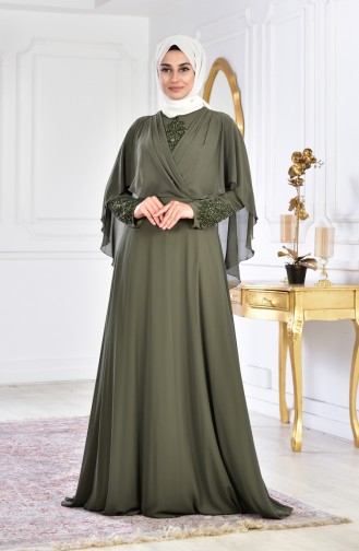 Robe de Soirée Perlées 1009-02 Khaki 1009-02