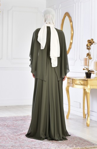 ففستان سهرة بتفاصيل مُطرزة بالخرز 1009-02 لون أخضر كاكي 1009-02