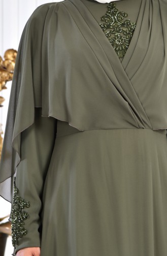 Robe de Soirée Perlées 1009-02 Khaki 1009-02