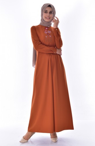 Dark Tan Hijab Dress 2866-01