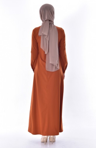 Dark Tan Hijab Dress 2866-01