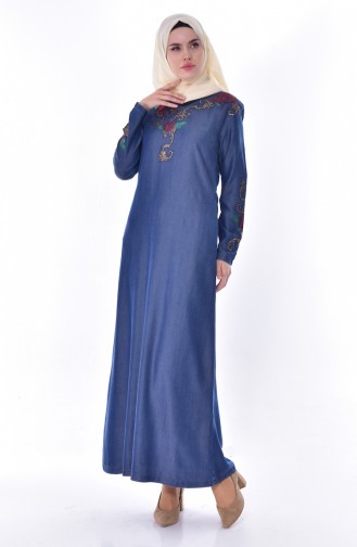 Dunkelblau Hijab Kleider 9139-01