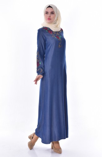 Dunkelblau Hijab Kleider 9139-01