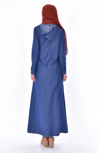 Jeans Embroidery Hooded Dress 9203-01 Dark Blue 9203-01