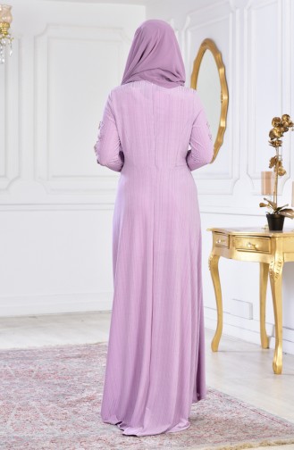 فستان سهرة يتميز تفاصيل من الؤلؤ 6100A-03 لون ليلكي 6100A-03