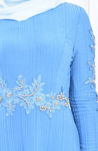 Blau Hijab-Abendkleider 6100A-01