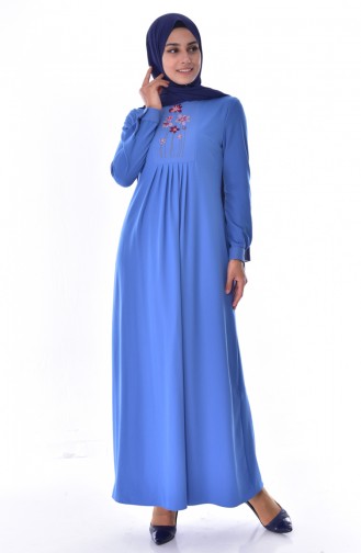 Blau Hijab Kleider 2866-03