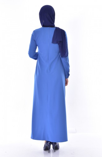 Blau Hijab Kleider 2866-03