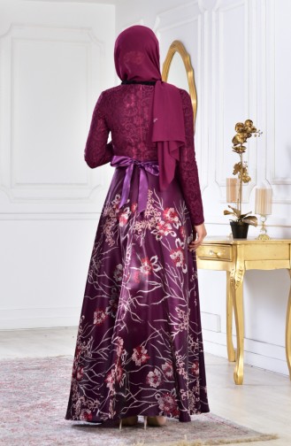 Lace Evening Dress 3307-02 Purple 3307-02