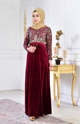 Robe de Soirée Jacquard 3015A-01 Plum 3015A-01