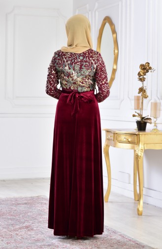 Jacquard Evening Dress 3015A-01 Plum 3015A-01