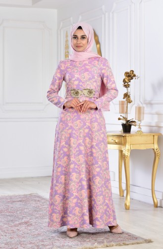 Floral Belted Dress 2348A-01 Powder Lilac 2348A-01