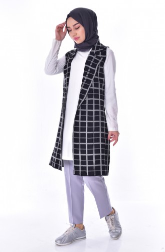 Knitwear Checkered Vest 4720-05 Black 4720-05
