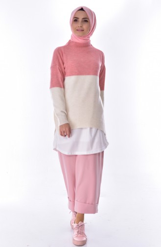 Knitwear Asymmetric Sweater 4606-04 Salmon 4606-04