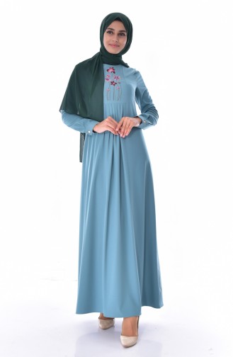 Sea Green Hijab Dress 2866-05