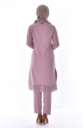 Lazer Kesim Tunik Pantolon İkili Takım 6136-02 Vizon 6136-02