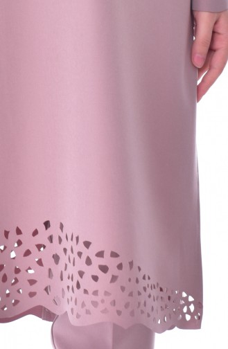 Lazer Kesim Tunik Pantolon İkili Takım 6136-02 Vizon 6136-02