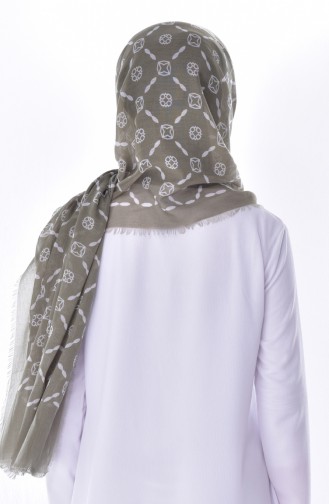 Desenli Cotton Şal 2079-10 Yeşil